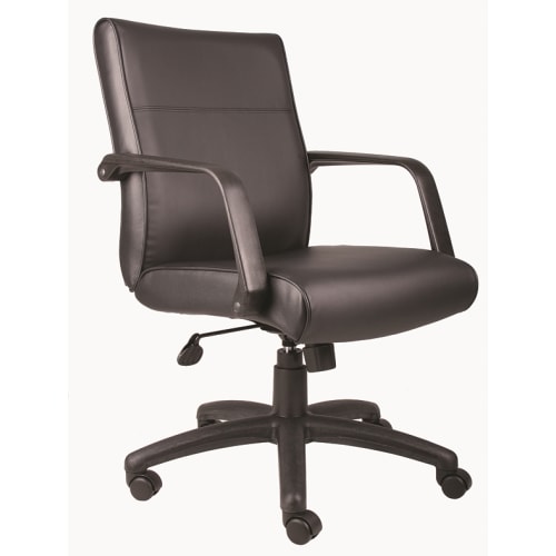 Boss Mid Back Executive Chair in LeatherPlus, Black